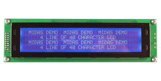 MC44005A6W-BNMLWI-V2 - Alphanumeric LCD, 40 x 4, White on Blue, 5V, I2C, English, Japanese, Transmissive - MIDAS