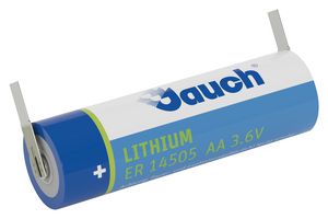 ER14505J-T - Battery, 3.6 V, AA, Lithium Thionyl Chloride, 2.6 Ah, Solder Tab, 14.5 mm - JAUCH