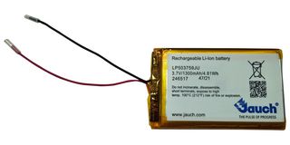 LP503759JU - Rechargeable Battery, 3.7 V, Lithium Ion, 1.35 Ah, Wire Leads - JAUCH