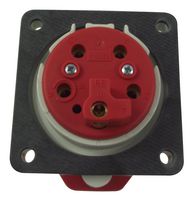 430 - Pin & Sleeve Connector, 32 A, 400 V, Panel Mount, Outlet, 3P+N+E, Red - WALTHER