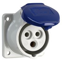 410306 - Pin & Sleeve Connector, 16 A, 230 V, Panel Mount, Outlet, 2P+E, Blue - WALTHER