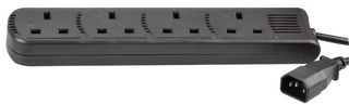 PEL01205 IEC C14 TO 4 Gang Mains Socket Blk 1.5m Pro Elec
