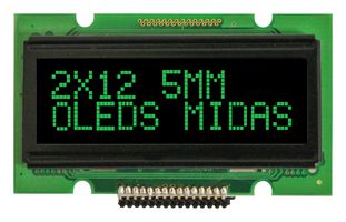 MCOB21205AV-EGP Display, Oled, Cob, 12X2, Green On Black Midas