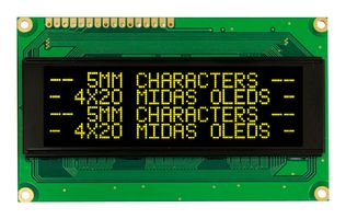 MCOB42005A1V-EYP Oled Display, 20X4, Parallel, 5.3V Midas