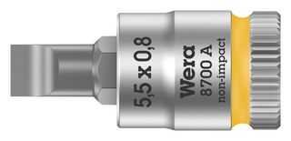8700 0.8mm Bit Socket, Slotted, 0.8x5.5mm, 28mm Wera
