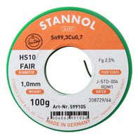 HS10 Fair, 1.0mm, 100g Solder Wire, 99.3/0.7 Sn/Cu, 100g Stannol