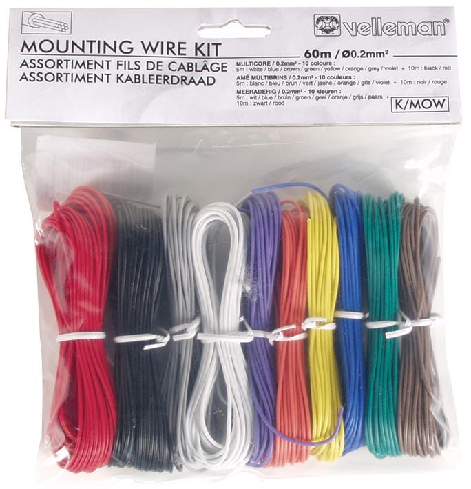 VELLEMAN SA Wire & Cable Assortments K/MOW WIRE KIT, 8X5M, 2X10M, 24AWG, MULTICORE VELLEMAN SA 3498592 K/MOW