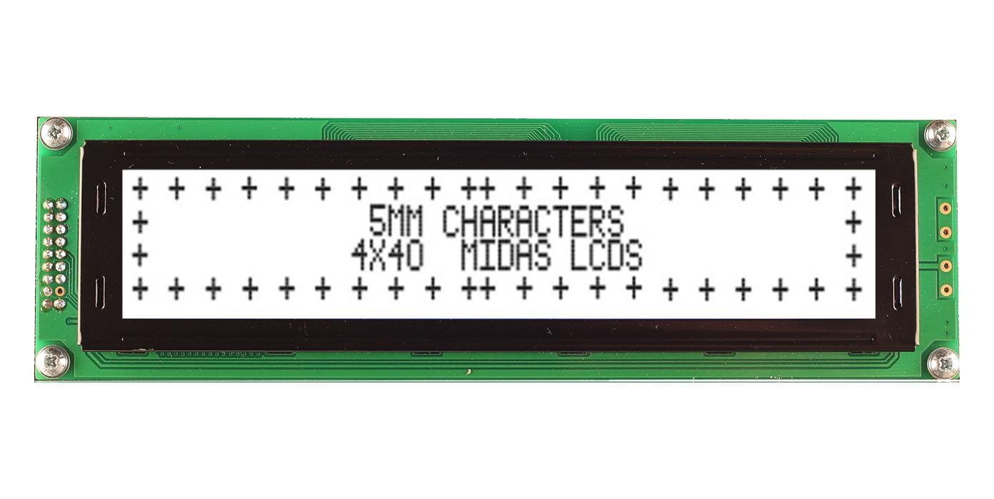 MIDAS LCD Alphanumeric MC44005A6W-FPTLW3.3-V2 LCD DISPLAY, COB, 40 X 4, FSTN, 3.3V MIDAS 3773186 MC44005A6W-FPTLW3.3-V2