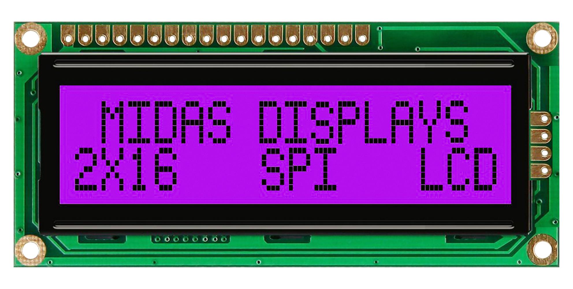 MIDAS LCD Alphanumeric MD21605G6W1-FPTLRGBS LCD MODULE, FSTN, COB, TRANSFLECTIVE MIDAS 3759025 MD21605G6W1-FPTLRGBS