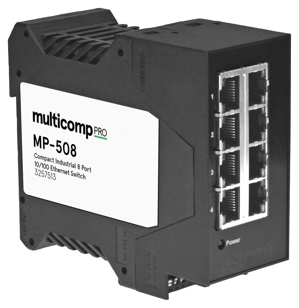 MULTICOMP PRO Ethernet Switches / Modules MP-508 UNMANAGED ETHERNET SW, 8PORT, DIN RAIL MULTICOMP PRO 3257513 MP-508