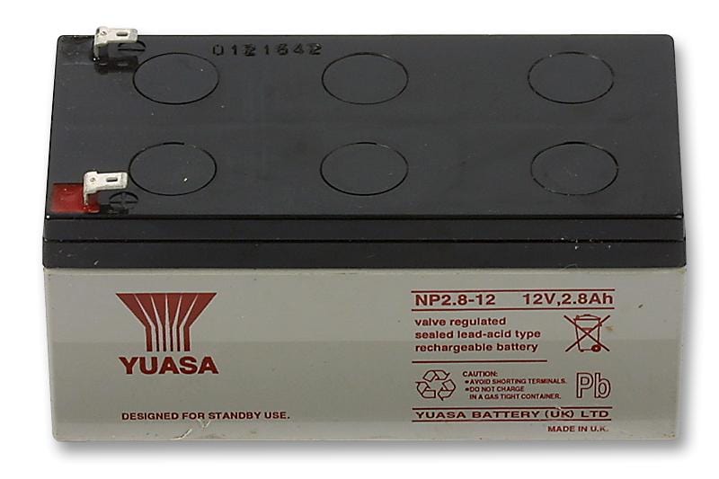 YUASA Rechargeable NP2.8-12 BATTERY,LEAD ACID,2.8AH,12V YUASA 279390 NP2.8-12