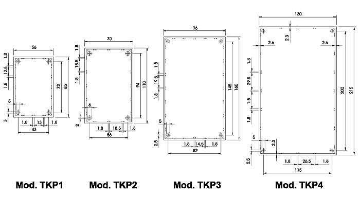 TKP4B PLASTIC OPTATIVE BEHUIZING - PETROLEUMBLAUW 215 x 130 x 77mm
