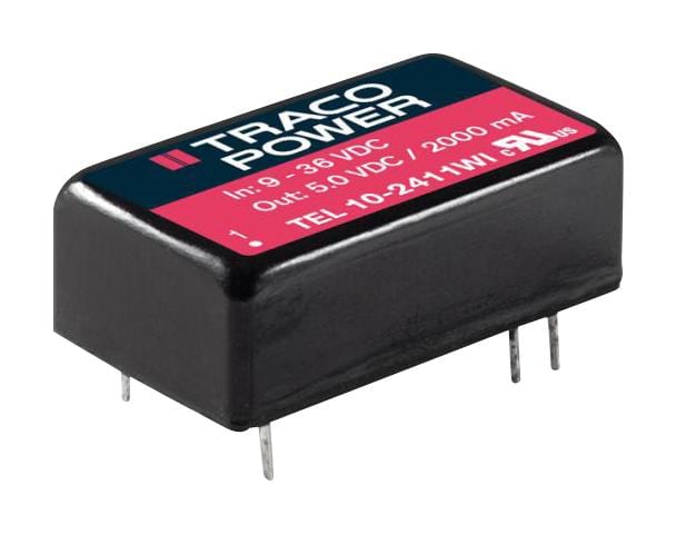TRACO POWER Isolated Board Mount TEL10-2412WI DC-DC CONVERTER, 12V, 0.833A TRACO POWER 2929747 TEL10-2412WI