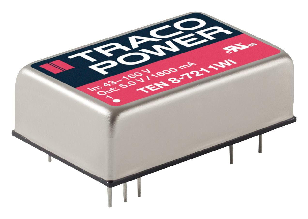 TRACO POWER Isolated Board Mount TEN 8-2413WI DC DC, WIDE IP, 8W, 15V, 0.53A TRACO POWER 1772189 TEN 8-2413WI