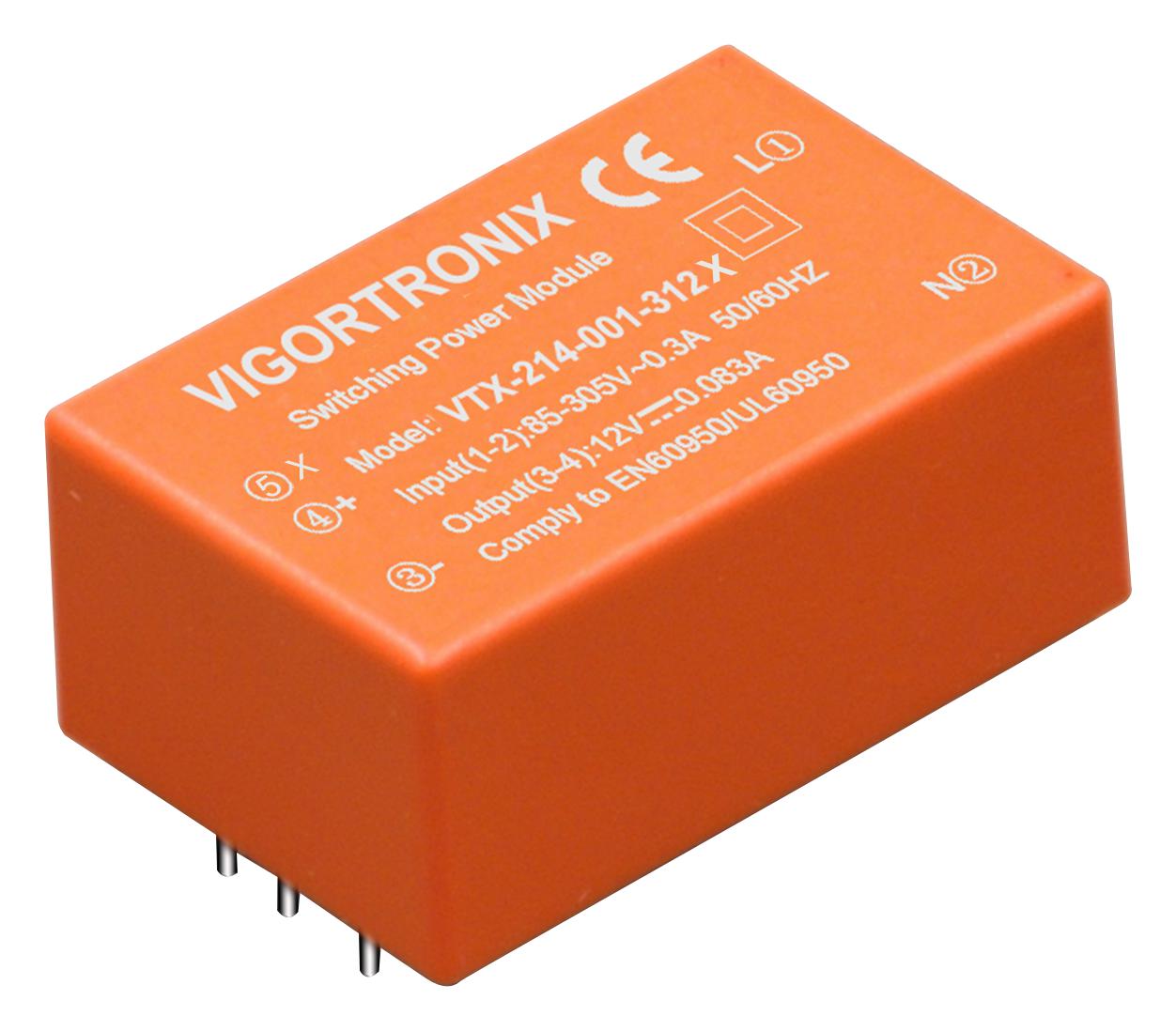 VIGORTRONIX PCB Mount - Single Ouput VTX-214-001-309X POWER SUPPLY, AC-DC, 9V, 0.111A VIGORTRONIX 2775097 VTX-214-001-309X