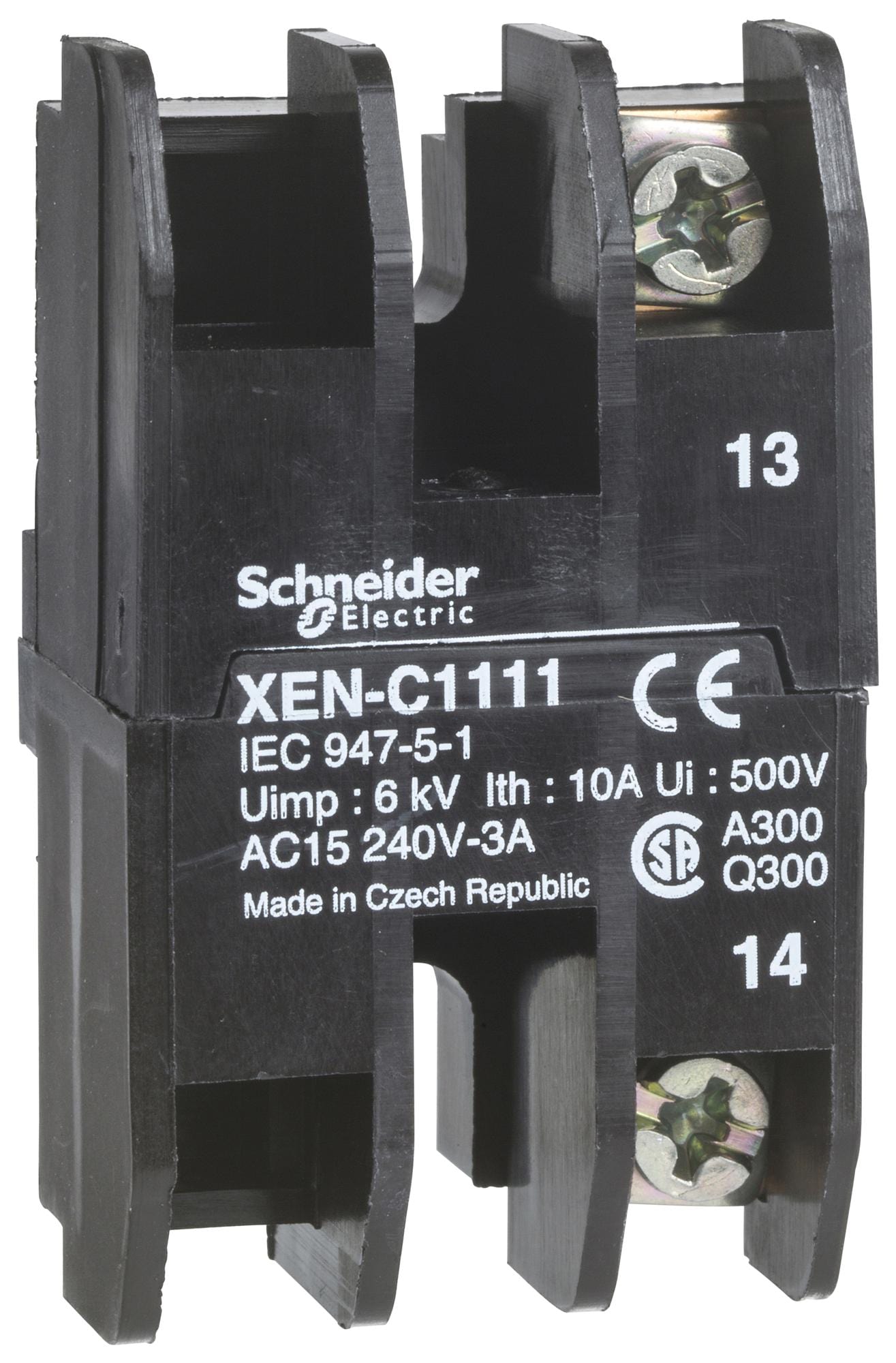 SCHNEIDER ELECTRIC Contact Blocks XENC1121 CONTACT BLOCK, 3A, 240VAC, SCREW CLAMP SCHNEIDER ELECTRIC 3114847 XENC1121